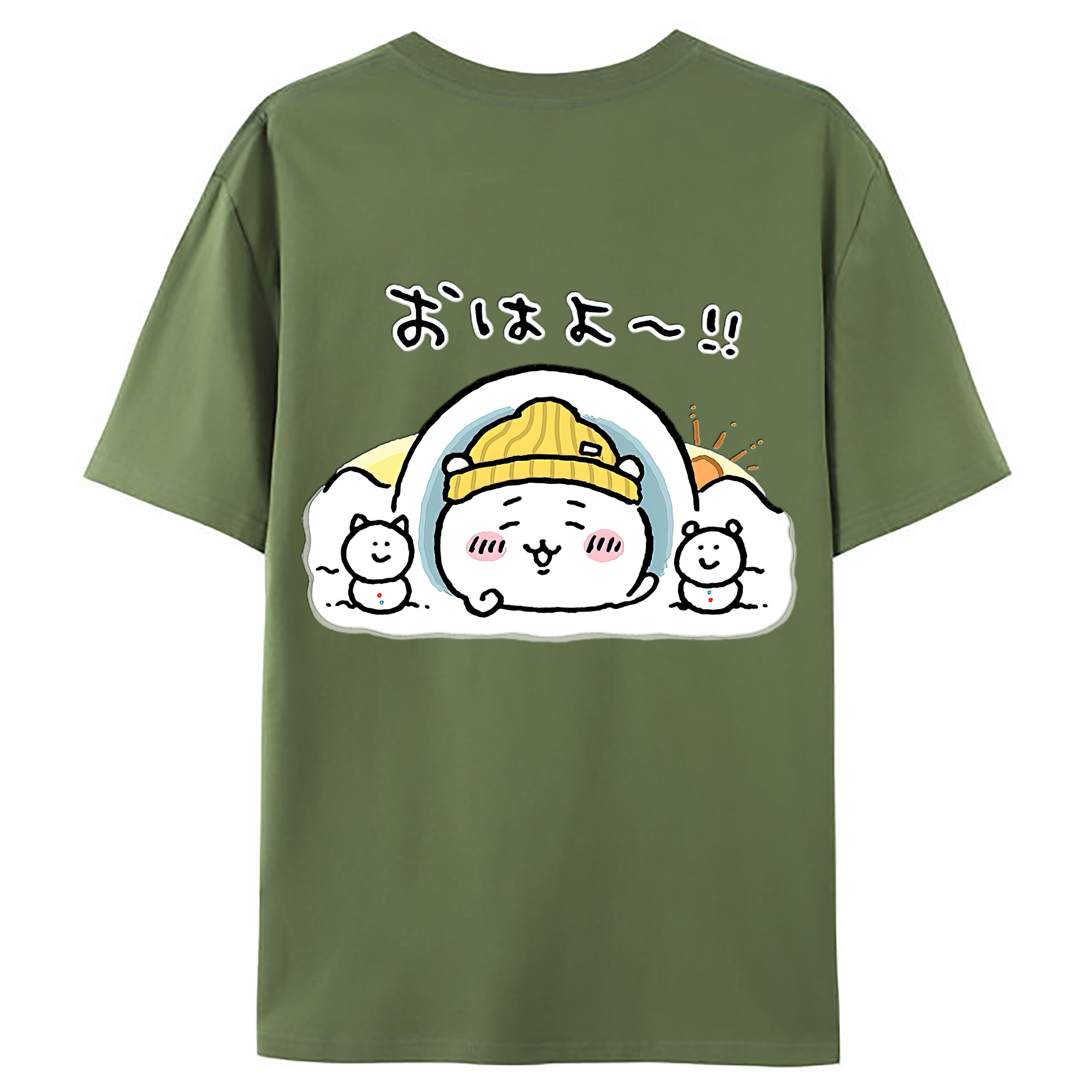 （画像用） ちいかわ ちいかわ Chii-kawa chiikawa 綿100％ メンズ半袖Tシャツ（バックプリント） 通気性